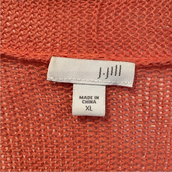 J Jill Coral Linen Blend Cardigan Sweater Pockets Women’s Size XL (821) - Picture 4 of 6